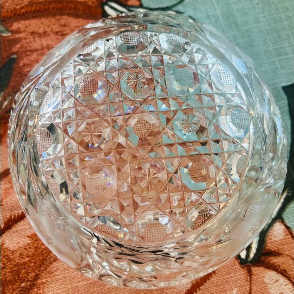 American Brilliant Period Cut Glass Bowl – Floral & Hobstar Design - Picture 4 of 5